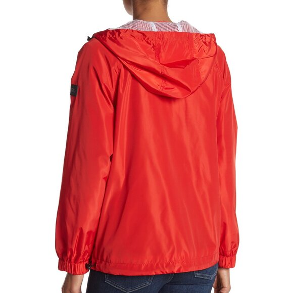 MICHAEL KORS Windbreaker Hooded Full Zip Lightweight Red Coat Jacket - Picture 3 of 3